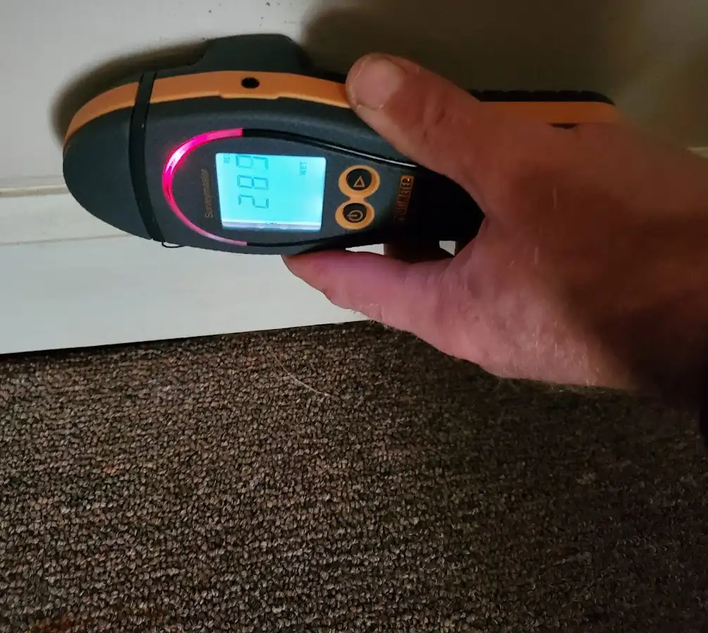 Moisture detection at baseboard during Storm Damage Restoration in Nederland